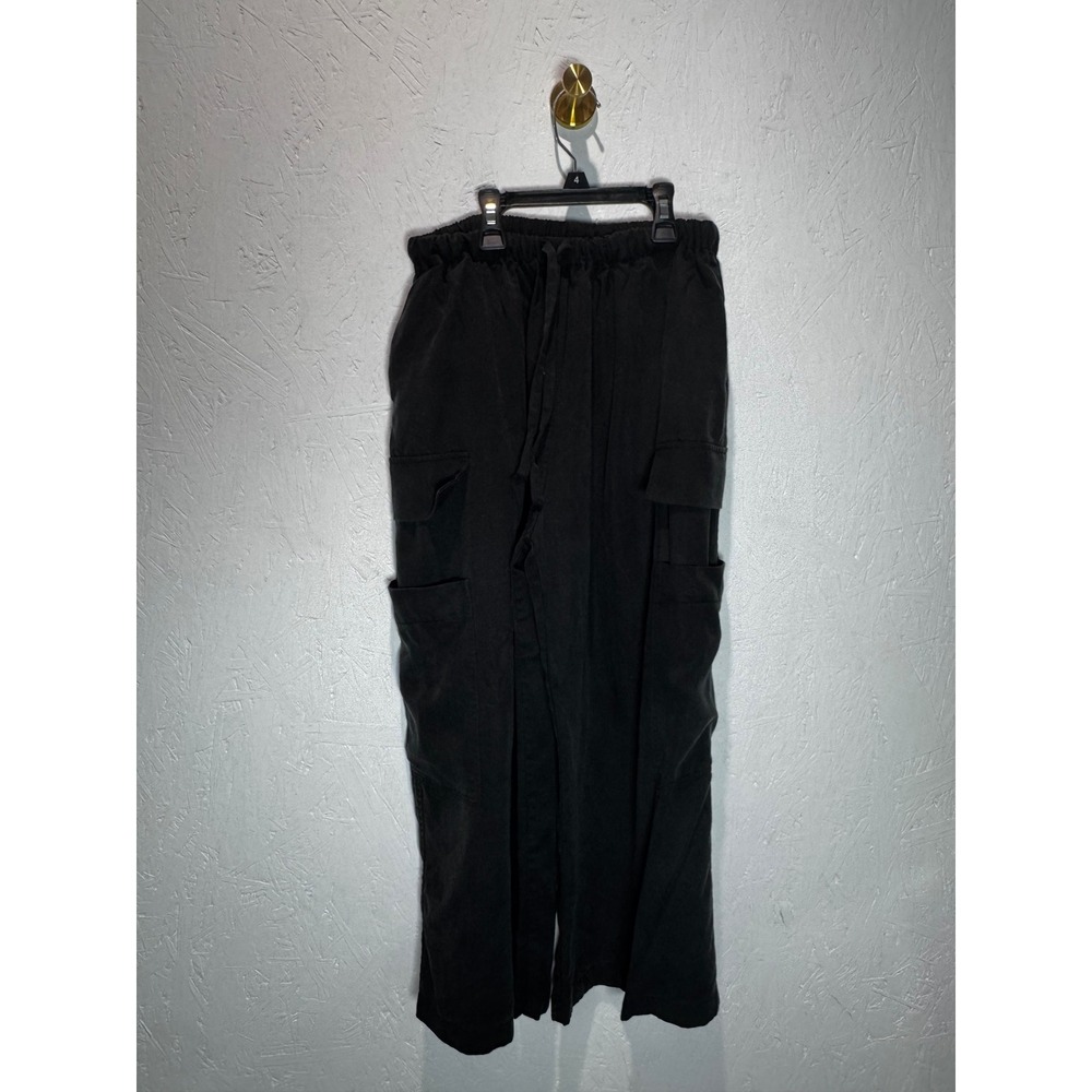 Reformation Ethan Twill Pants Black Wide Leg Cargo Drawstring Tencel Small - Picture 5 of 8